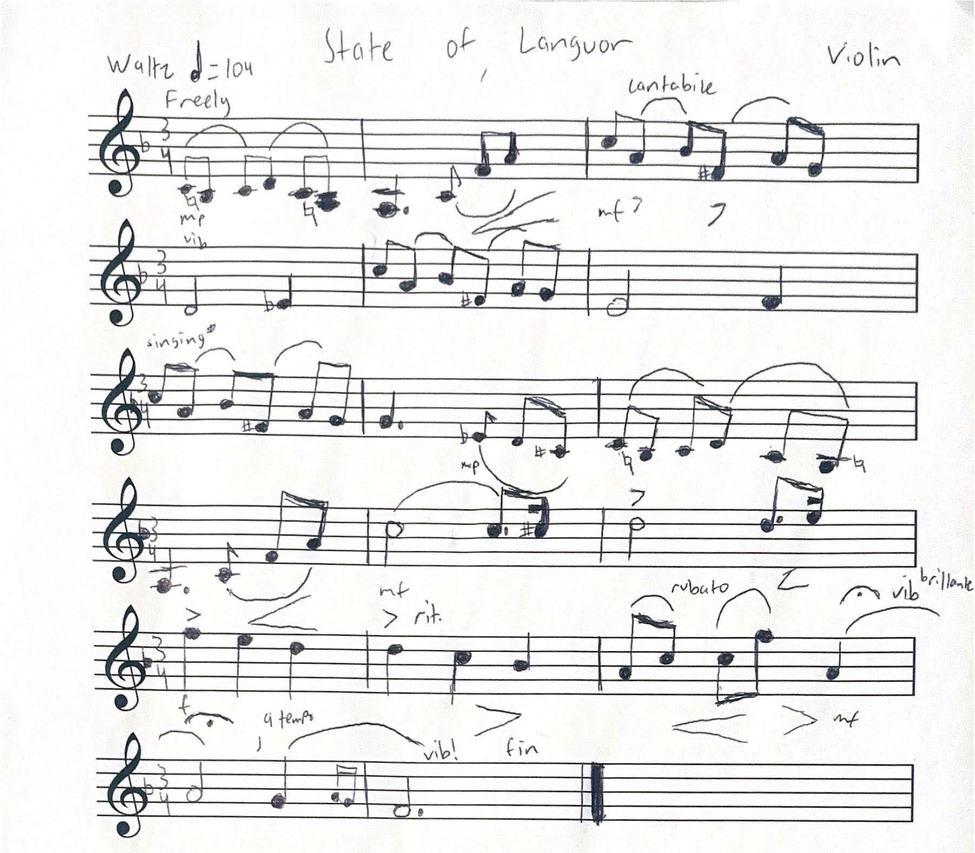 Sheet music for the violin part of a duet.